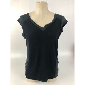 Brochu Walker Women's Silk T-shirt Size M Black Tee cotton modal v neck